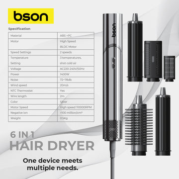 Bson 6-in-1 Professional Hair Dryer & Styler