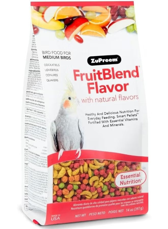 ZuPreem FruitBlend Pellets for Medium Birds 14oz – Cockatiel, Lovebird & Conure Food